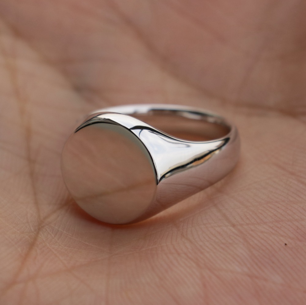 Engravable Men Jewelry Genuine 925 Sterling Silver Signet Ring D18111306