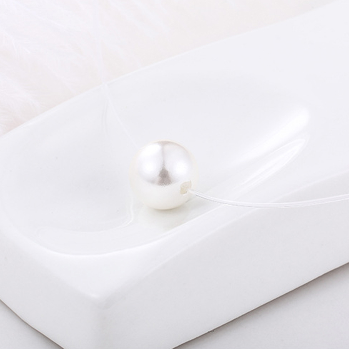 68mm White CZ And Pearl Invisible Clear Rope Necklace 925 Silver Women Jewelry