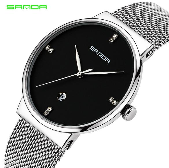 Brand sanda Men's watch mesh with waterproof fashion quartz watch calendar watches