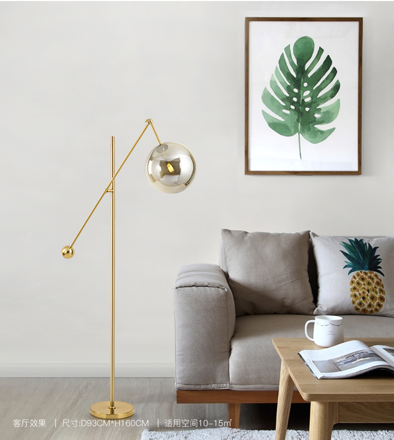 LED FLOOR LAMP Modern Indoor Lighting Living Room Lightings Morden Light Metal Electroplating Glass Ball Lampshade Marble Base