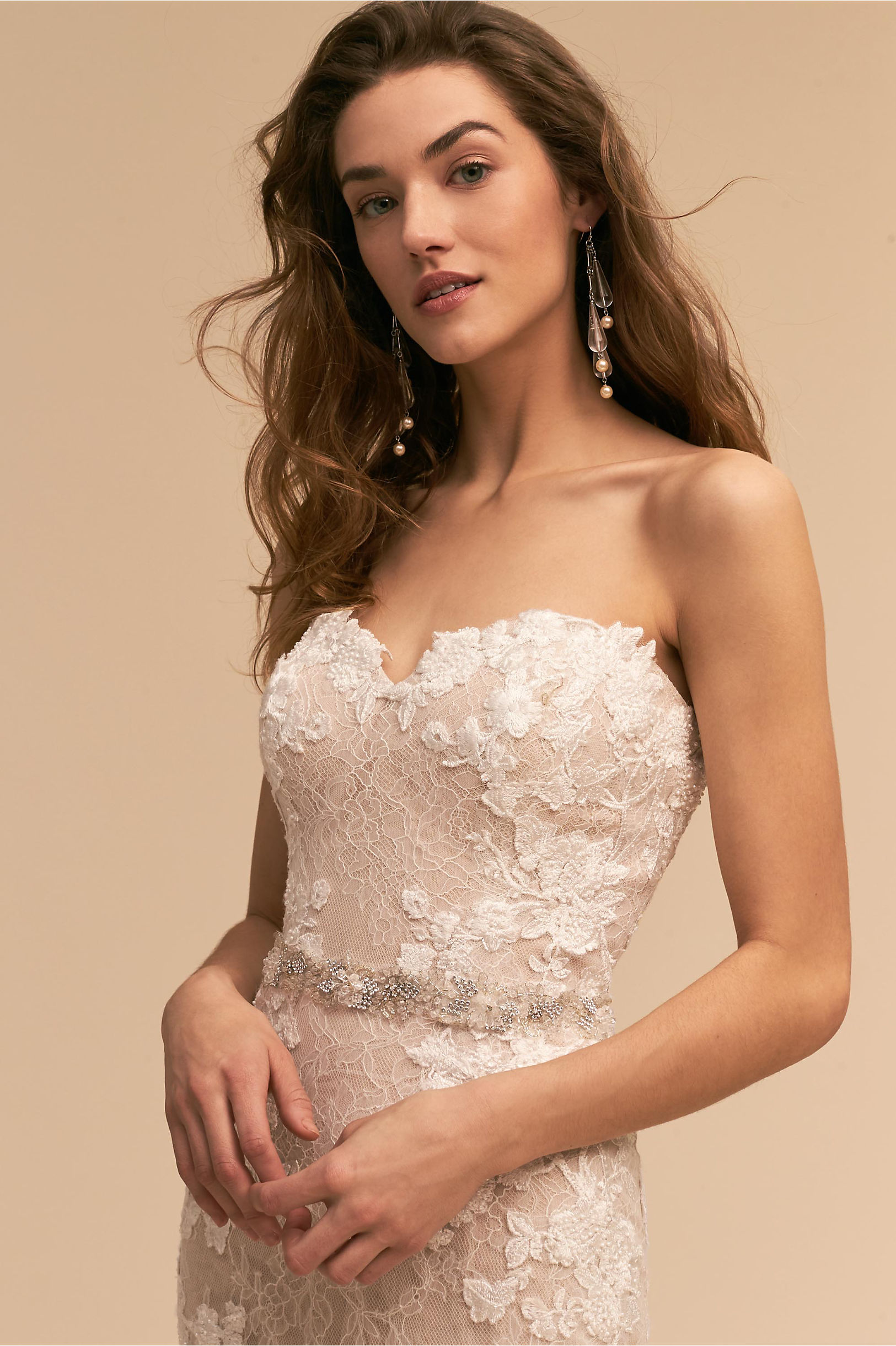 BHLDN Mermaid Wedding Dresses Sweetheart Lace Appliqued Belt Sweep Train Beach Bridal Dress Elegant Boho Bohemian Style Cheap Wedding Gown