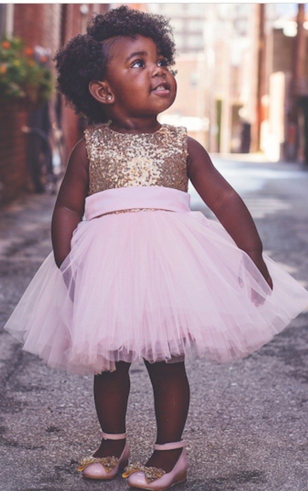 2020 Vintage Gold Sequins Flower Girls' Dresse Pink Tull Baby Infant Toddler Baptism Clothes Flower Girl Dresses Lace Tutu Ball Gowns Cheap