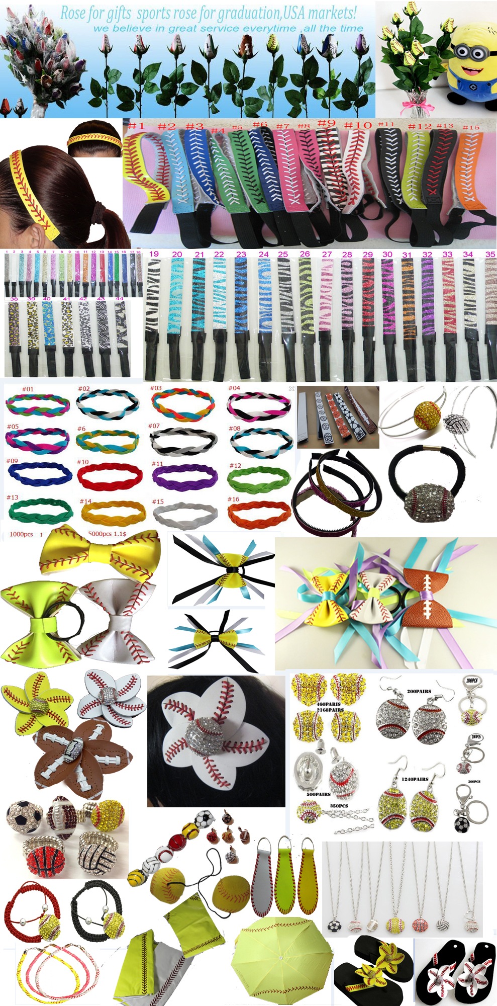 2025 green softball white stitching really leather headbands whosale retail hairbow