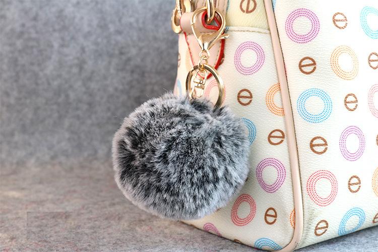 Gold 8CM Rabbit Fur Ball Keychain y keychain fur pom pom llaveros portachiavi porte clef Key Ring Key Chain For Bag