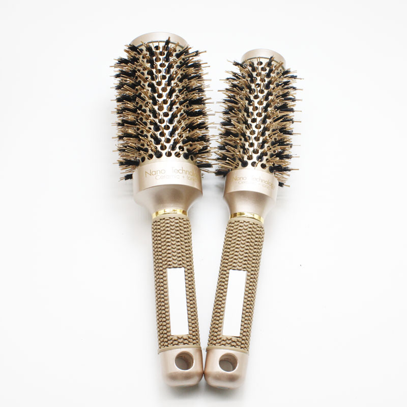 Nano Ionic Boar Bristle Hair Brush Salon Comb Barrel Blow Dry Hair Round Brush In 4 Sizes Professional Salon Styling Tools B-087