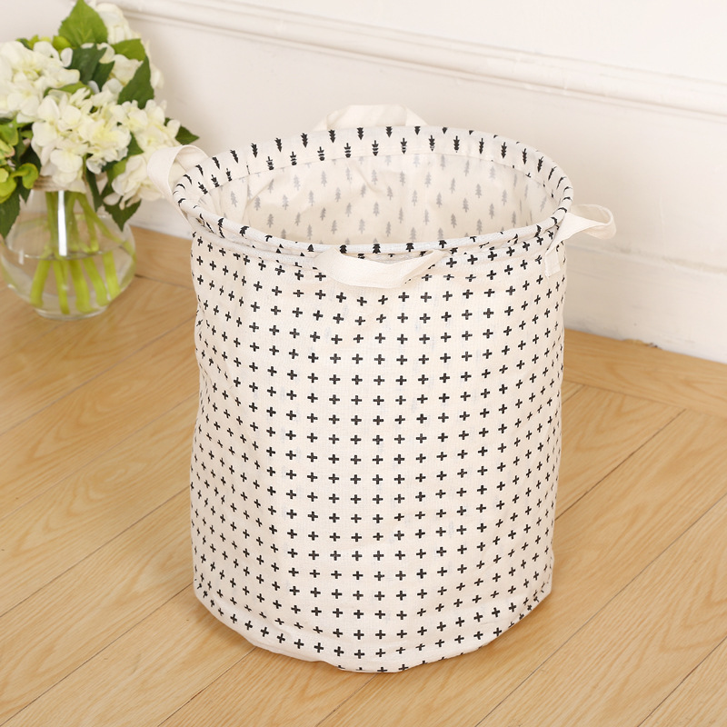 Brief Dirty Clothes Basket Waterproof Folding Laundry Basket Cotton Toys for Kids Room Star Dot Print Storage Bucket