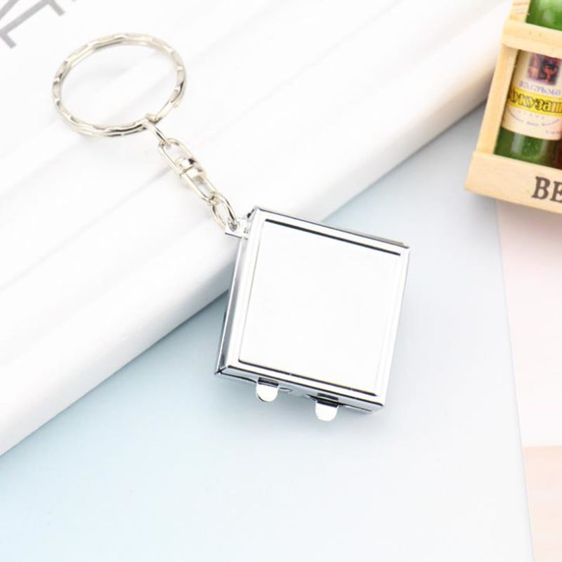 Travel Mini Portable Folding Pocket Compact Makeup Mirror Key Ring Keychain fast shipping F946