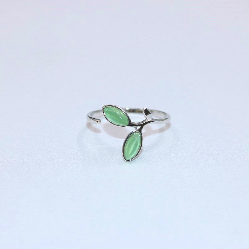 Brand new 925 sterling silver jewelry Europe American style semi-precious gem stone rings tree leaves shape open adjustable free shipping
