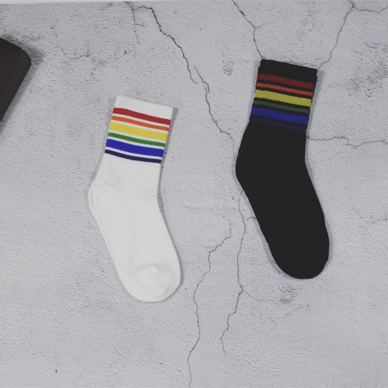 Fashion Rainbow Strape Socks Black White Cotton Sock Stockings for Women Men Christmas Gift Drop Shipping, Storage bag
Fashion Rainbow Strape Socks Black White Cotton Sock Stockings for Women Men Christmas Gift Drop Shipping, Storage bag