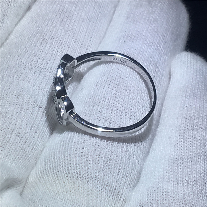 Vecalon Heart to Heart Real Soild 925 Sterling Silver ring 5A Zircon Cz Engagement wedding Band rings for women Bridal Gift
