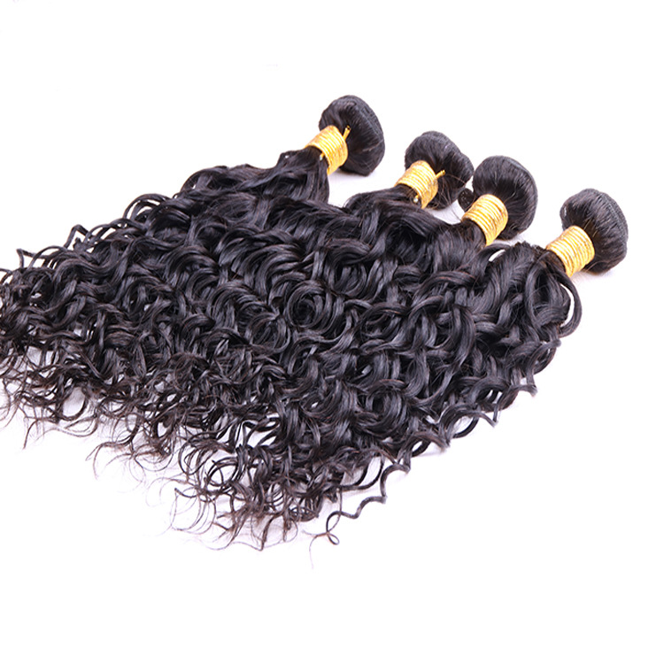 Indian Raw Virgin Human 3 Bundles Hair Extensions Water Wave Natural Black Three Pieces Weet And Wavy 8-28Inch