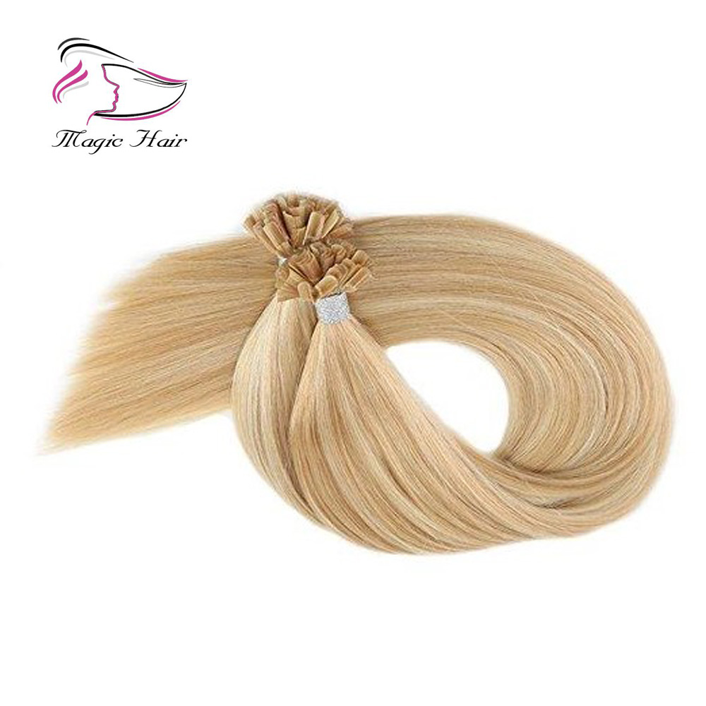 U Tip Keratin Remy Human Hair Extension Golden Blonde #16 Highlighted with Blonde #22 (#P16/22)