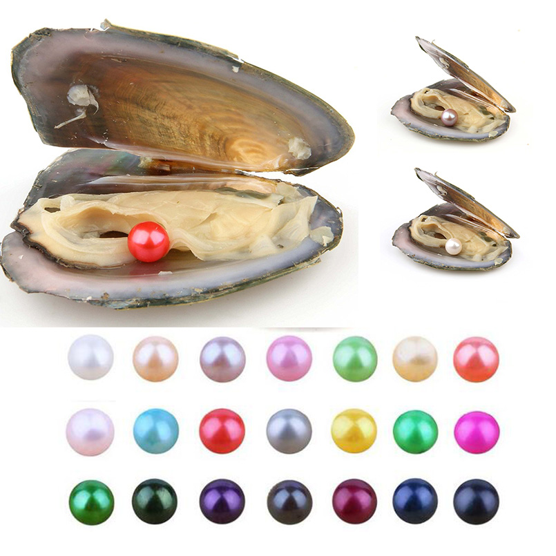 25pcs Freshwater 6-8mm round akoya pearls oyster,27 mixed colors natural grade oyster mussel jewelry making от DHgate WW