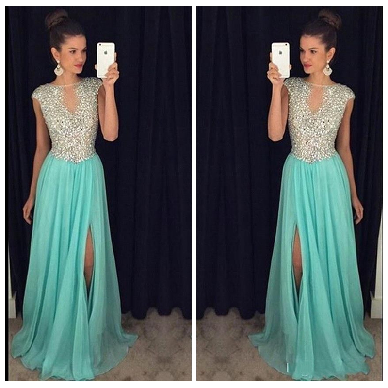 2018 Sheer O-Neck Bling Bling Split Side Prom Dresses Rhinestones Backless See through Royal Blue Vestidos De Fiesta Evening Gowns, Light sky blue
2018 Sheer O-Neck Bling Bling Split Side Prom Dresses Rhinestones Backless See through Royal Blue Vestidos De Fiesta Evening Gowns, Light sky blue