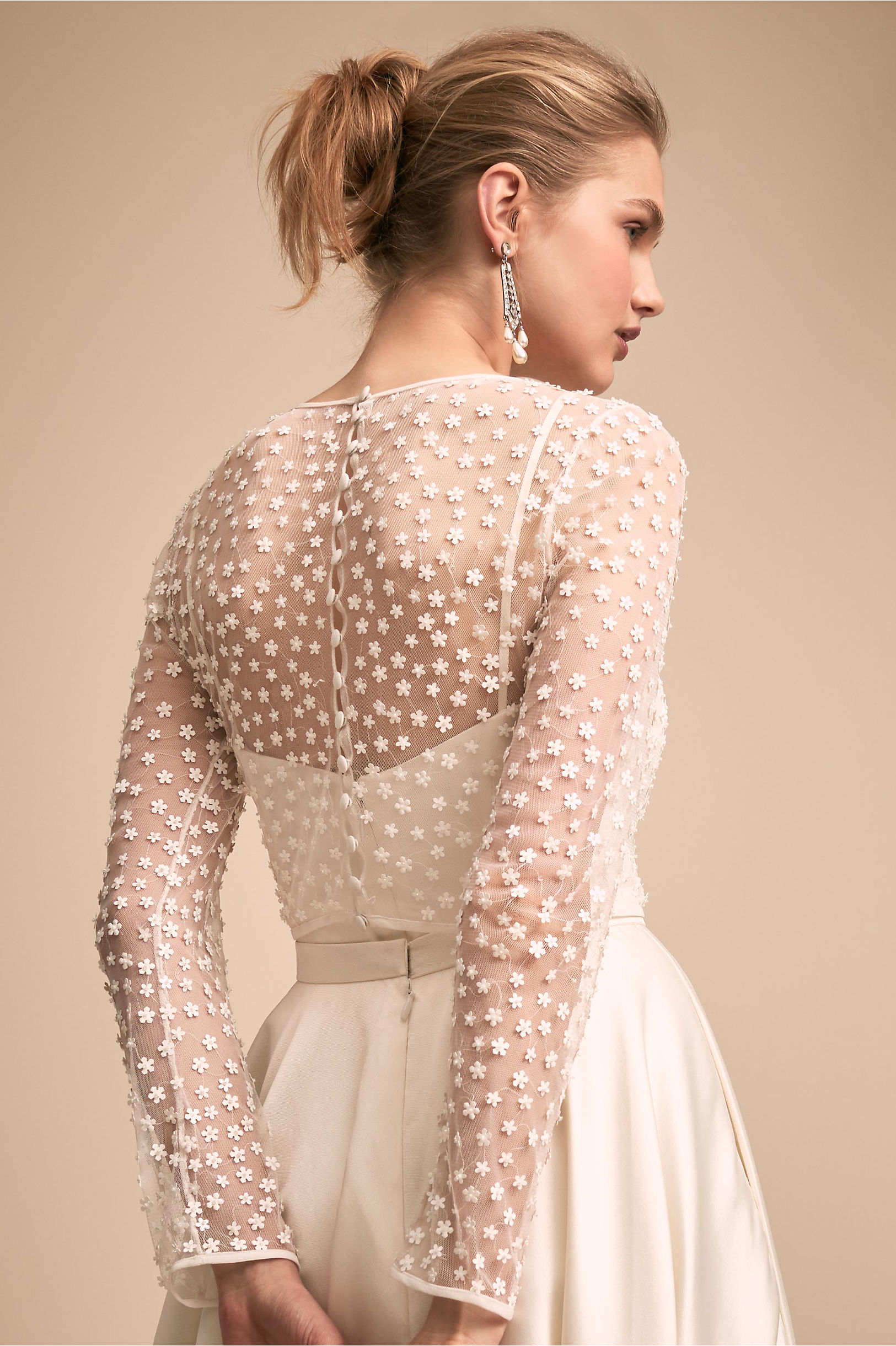 Beach BHLDN Wedding Dresses With Lace Jacket High Low Spaghetti Strapless Satin Bohemian Wedding Dress Cheap Long Sleeve Bridal Gowns