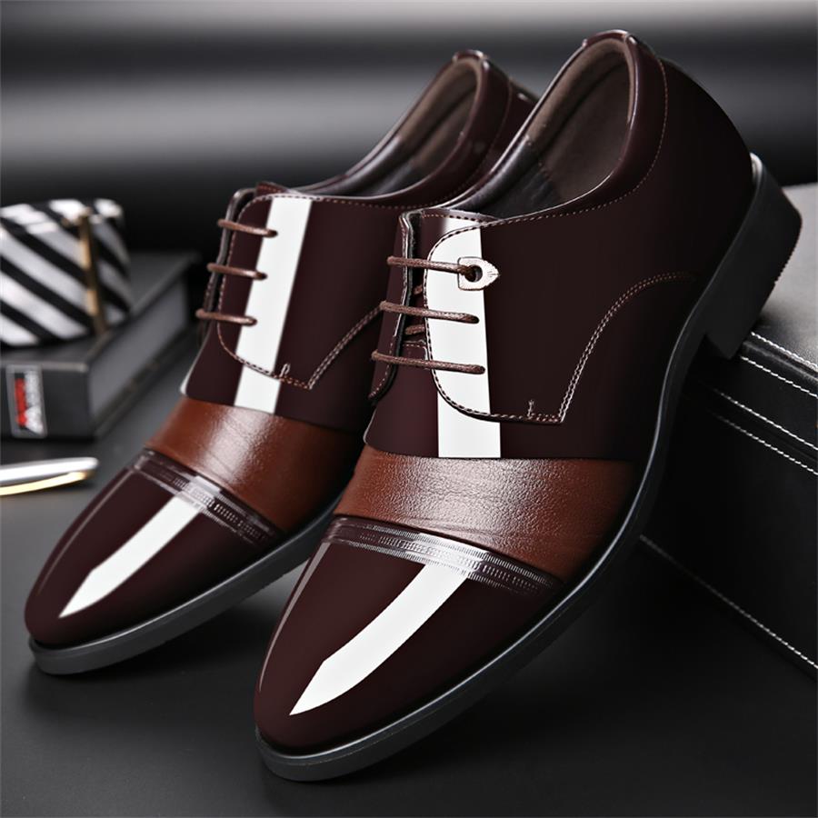 2018 Best Selling Men Shoes Genuine Leather Splicing Design Lace Up Black Brown Men Formal Occasions Shoes With Free Shipping