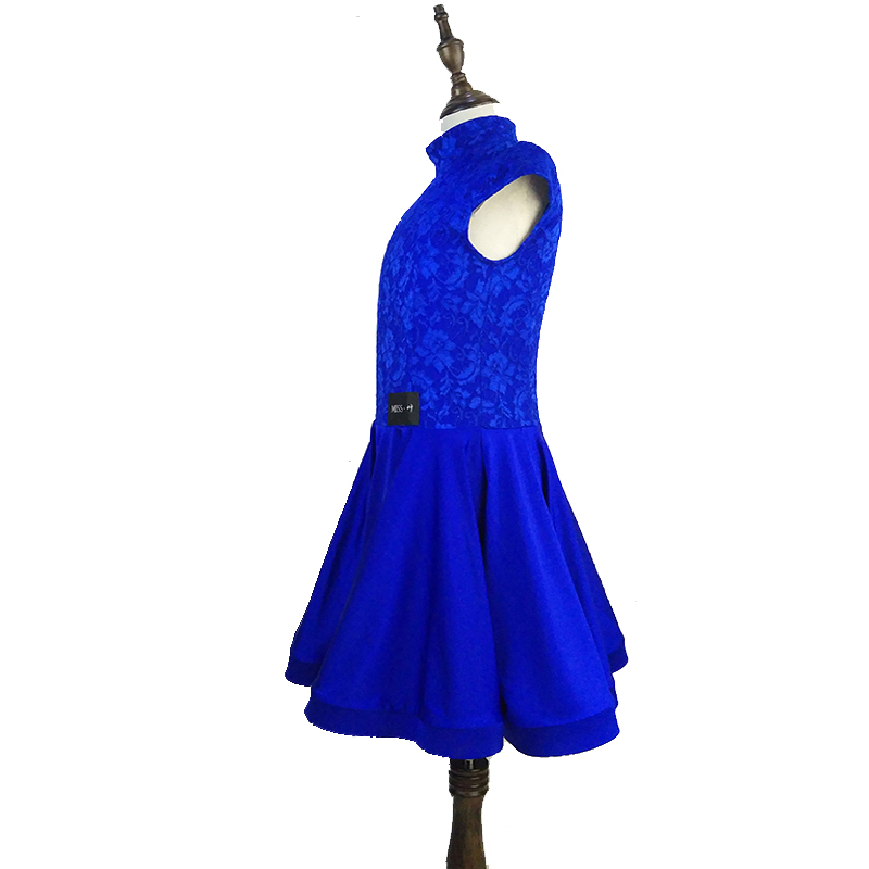 2018 Latin Dance Dress For Girls Short Sleeve Lace Salsa Ballroom Dancing Dresses For Kids Competition Performance Wear DN1339