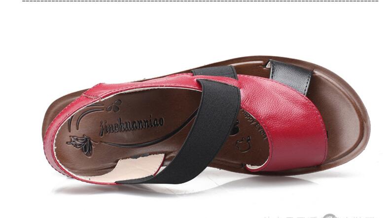 new Summer Fashion Sandals Genuine Leather Comfortable Slipper Flops Shoes Open Toe Women Cowhide Wedges Women's Sandals 34-40