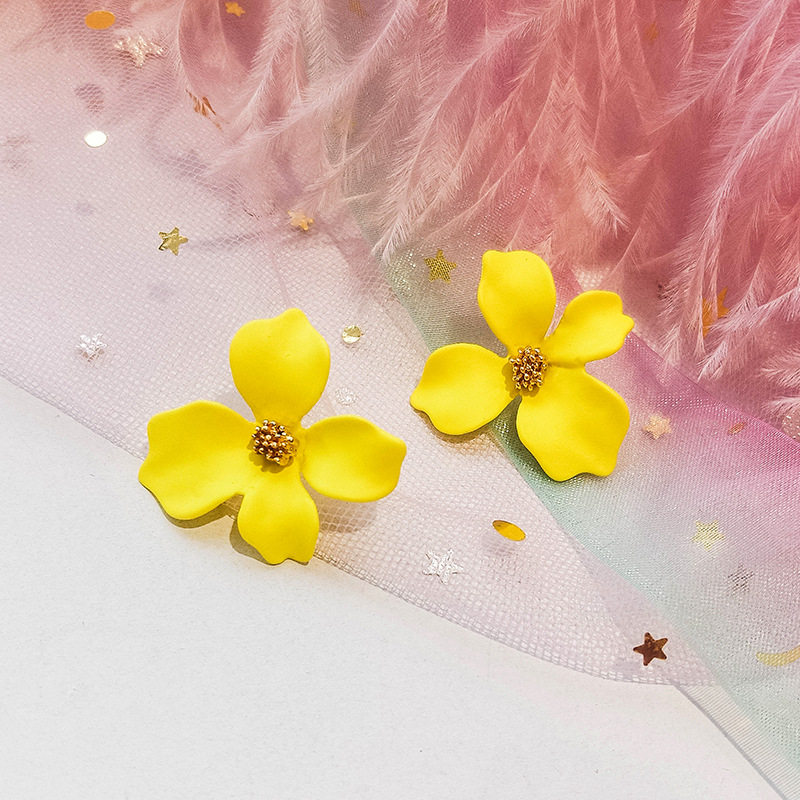 New Fresh Alloy Flowers Stud Earring Jewelry 925 Sterling Silver Ear Needle Earring Women Festival Gift