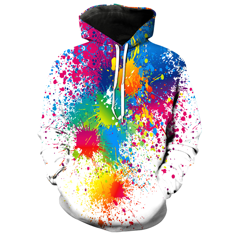 Cloudstyle 3D Hoodies Sweatshirts Men Colorful Paint Spot 3D Print Longsleeve Crewneck Pocket Hoody Pullovers Fashion Tops