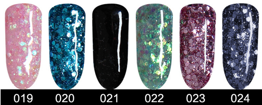 Nail Gel Manicure UV Gradual Change Color Glue Laser Sequins Polish Flicker 1-100