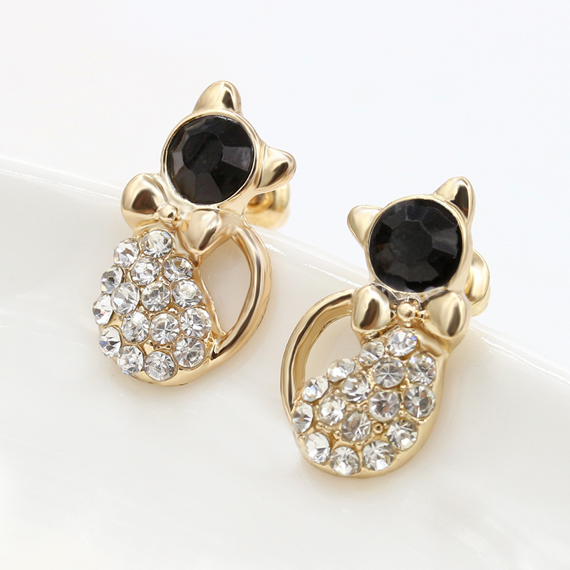 2018 New Fashion Cute Cat Crystal Stud Earrings Animal Bijoux Bow Gem Earring For Women Charm Wedding Girl Jewelry
2018 New Fashion Cute Cat Crystal Stud Earrings Animal Bijoux Bow Gem Earring For Women Charm Wedding Girl Jewelry