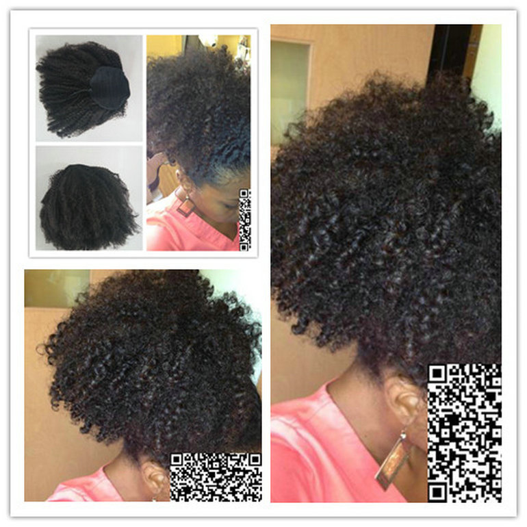 New Style Human Hair Kinky Ponytails Hairpieces For American Black Women afro Curly Ponytail Drawstring Clip On Pony Tail Colors Available