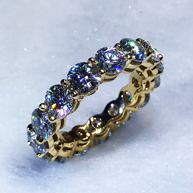 Victoria Wieck Brand New Luxury Jewelry 925 Silver&Gold Fill Round Shape White Topaz CZ Diamond Women Wedding Band Ring for Lovers' Gift