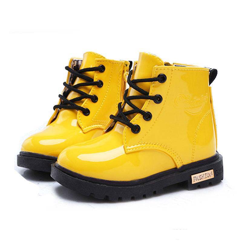 Kids 2018 Winter Children Shoes Girls Boys PU Leather Lace Up High Children Sneakers Girl Baby Shoes