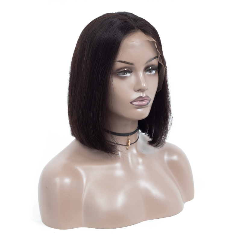 Brazilian 13X4 Lace Front Bob Wig Natural Color 150% Density 8-16Inch Straight Middle Part