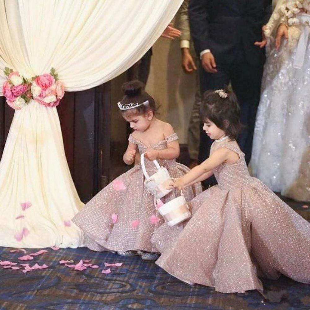 Cute Flower Girl Dresses Off The Shoulder High Low A Line Luxury Ruffle Sweep Train Girls Pageant Dresses Birthday Party Wear Custom Made