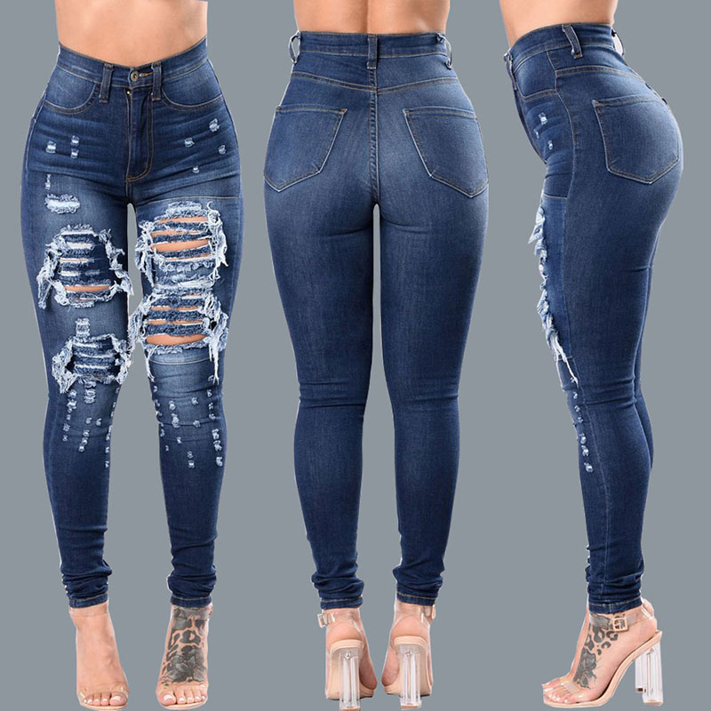 Women Skinny Jeans Ripped Hole Distressed Mid Waist Pants Ladies Casual Slim Fit Long Pants Female Trousers, Y-176
Women Skinny Jeans Ripped Hole Distressed Mid Waist Pants Ladies Casual Slim Fit Long Pants Female Trousers, Y-176