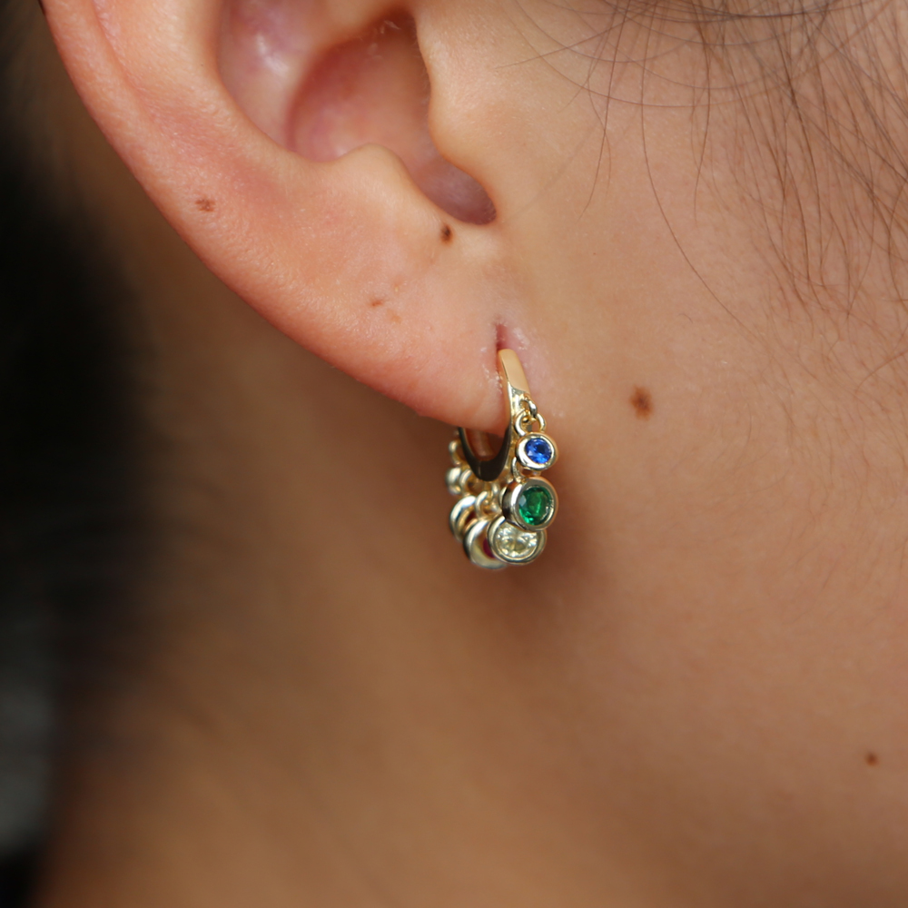 fashion gold plated earring for women girl gift with rainbow colorful cz drop charm round dots geometric elegance adorable earring