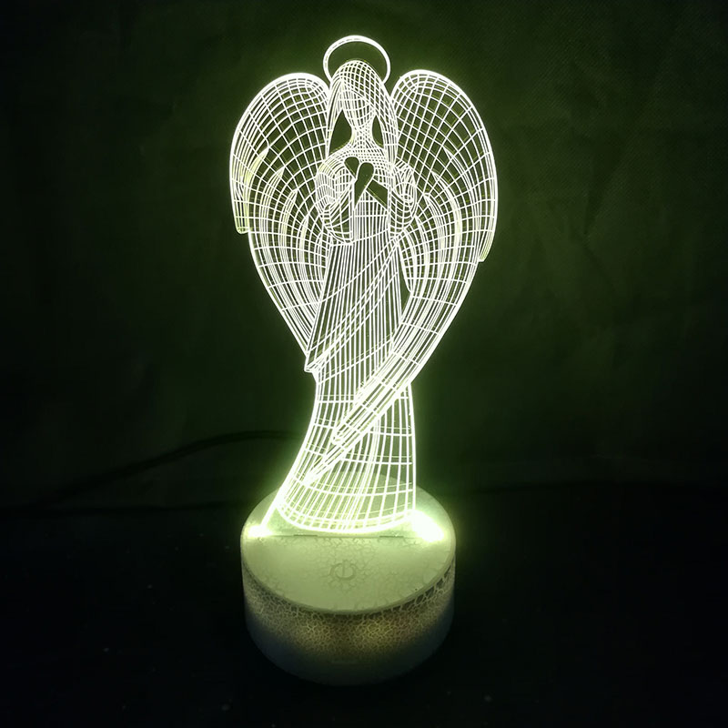 Creative 3D Table Lamp Colorful Wings Girl Shape NightLight Led Angel Home Decor Atmosphere Decor Virgin Mary Usb Light Fixture