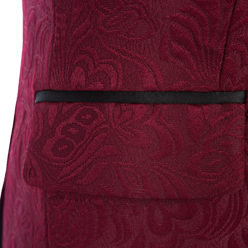 Wine Paisley Groom Tuxedos Double-Breasted Side Vent Men Wedding Blazer Men Dinner Prom Business Suit Customize(Jacket+Pants+Tie) 1160