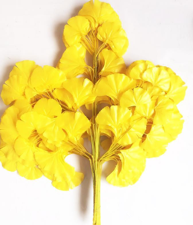 12pcs 60cm Ginkgo Biloba Leaf Five Branches Maidenhair Trees Leaves Artificial Tree Silk Branch Stem Wedding Garden Decoration
