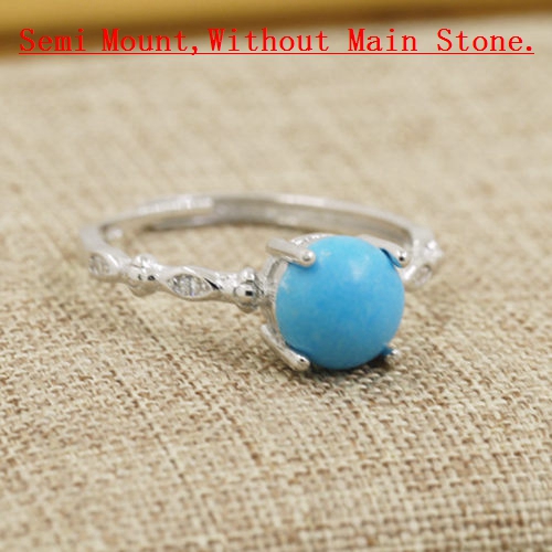 925 Sterling Silver Engagement Wedding Ring for Women Crystal 5x5mm 7x7mm 6x6mm Oval Cabochon Semi Mount Ring Setting DIY Stone