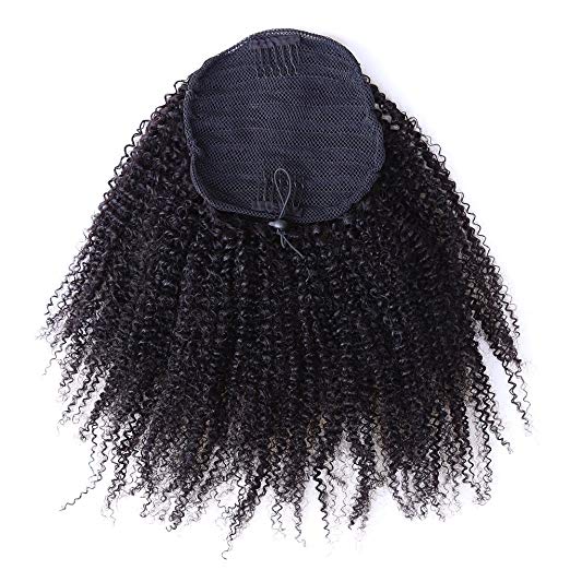 ponytail afro hair for black women, 3b 3c kinky curly human hair ponytail drawstring 100g-160g peruvian virgin hair drawstring ponytail