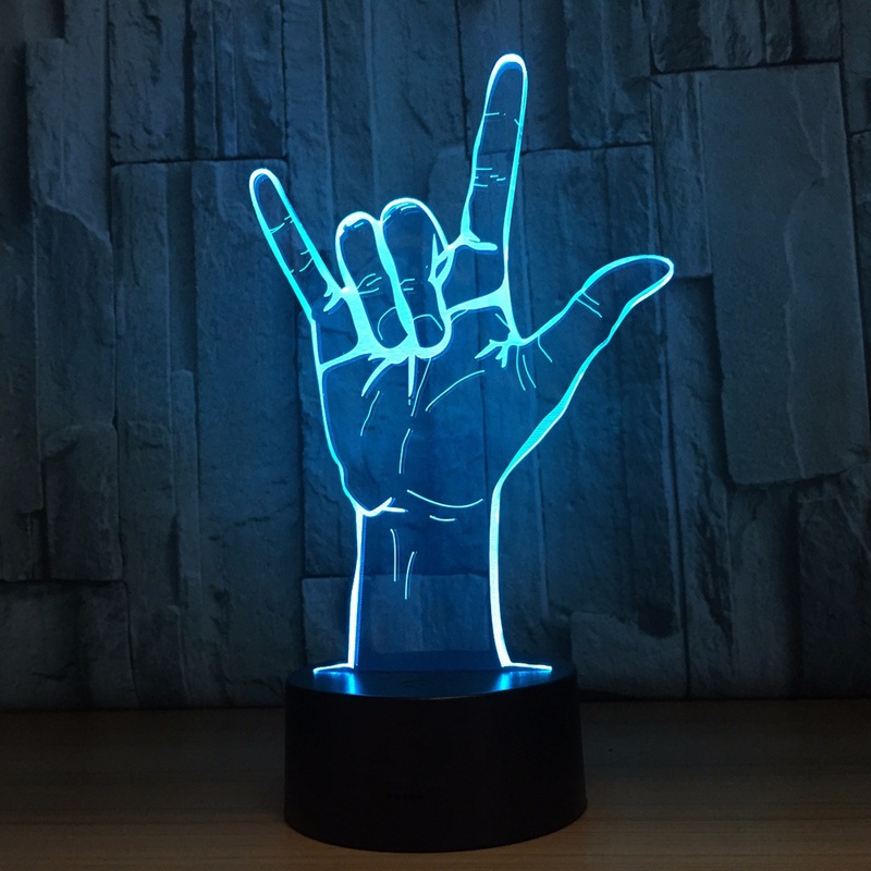 I Love You Gesture 3D Acrylic LED Night Light Touch Switch Desk Table Lamp Party Decorative Light Valentines Day Gift