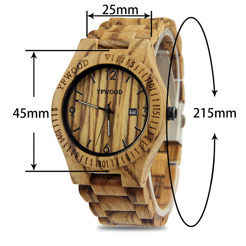 Wooden Men Watches Top Fashion Date Quartz Watch Men's Waterproof Sports Wristwatch Male Clock with Wood Gift Box