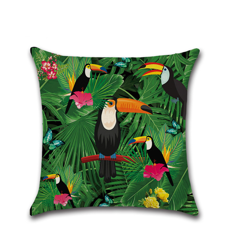 New Green Plants Pillow Case Pillowcase Cotton Linen Ethnic Pillow Cover Bedroom Throw Covers