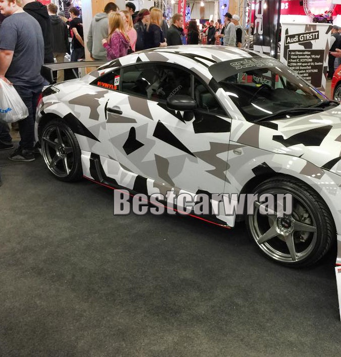 Black white Grey Arctic Camouflage / Camo Vinyl For Car Wrap Pixel Camo Sticker Film with air release Vehicle graphic Size:1.52 x 30m/Roll