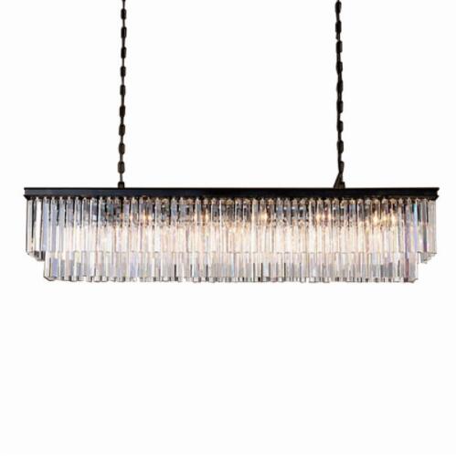 Modern Rectangular Crystal Chandelier Lighting Crystals Tube Ceiling Light for livingroom Dinner Room