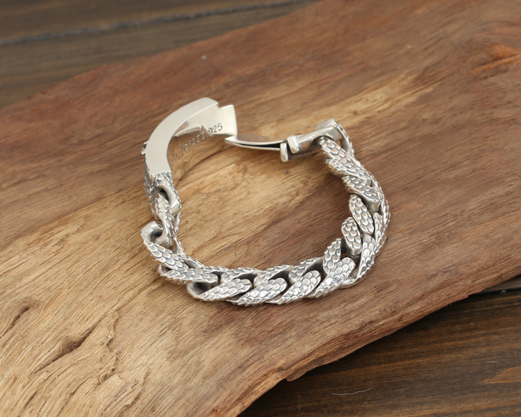 2018 new 925 sterling silver vintage jewelry American brand antique silver hand-made designer thick links mens dragon bracelets hot