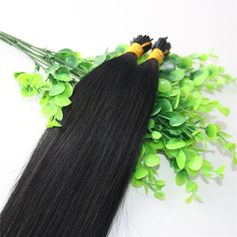 100Strands 100g/set Pre-bonded Brazilian Remy Human Hair Extension Natural Black I Stick tip Hair Extension