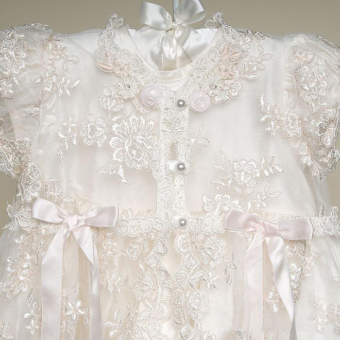 Two in One Vintage Lace Christening Gowns Short Sleeves Ivory White Champagne Long Babies Baptism First Communion Dresses