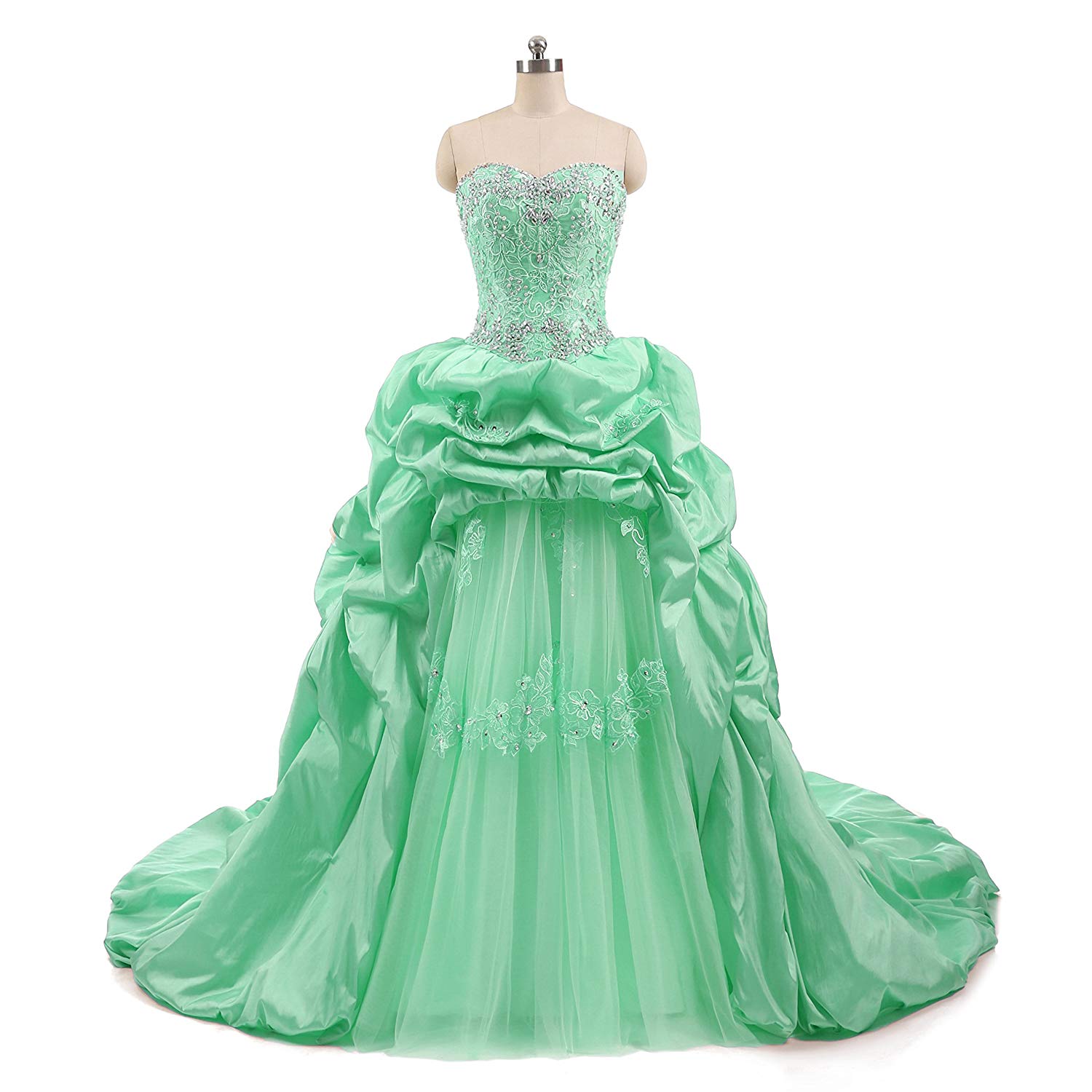 2018 New Hot Sale Sexy Sweetheart Lace Beaded Long Quinceanera Dresses Sweet 16 Prom Party Prom Gown
