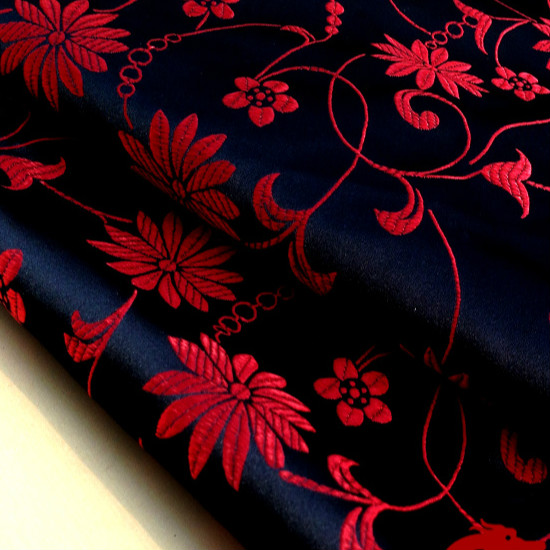 Lotus Flower Chinese Dress Baby Clothes Kimono Cos Silk Satin jacquard Damask Sewing Yarn-dyed Fabric Width:75cm