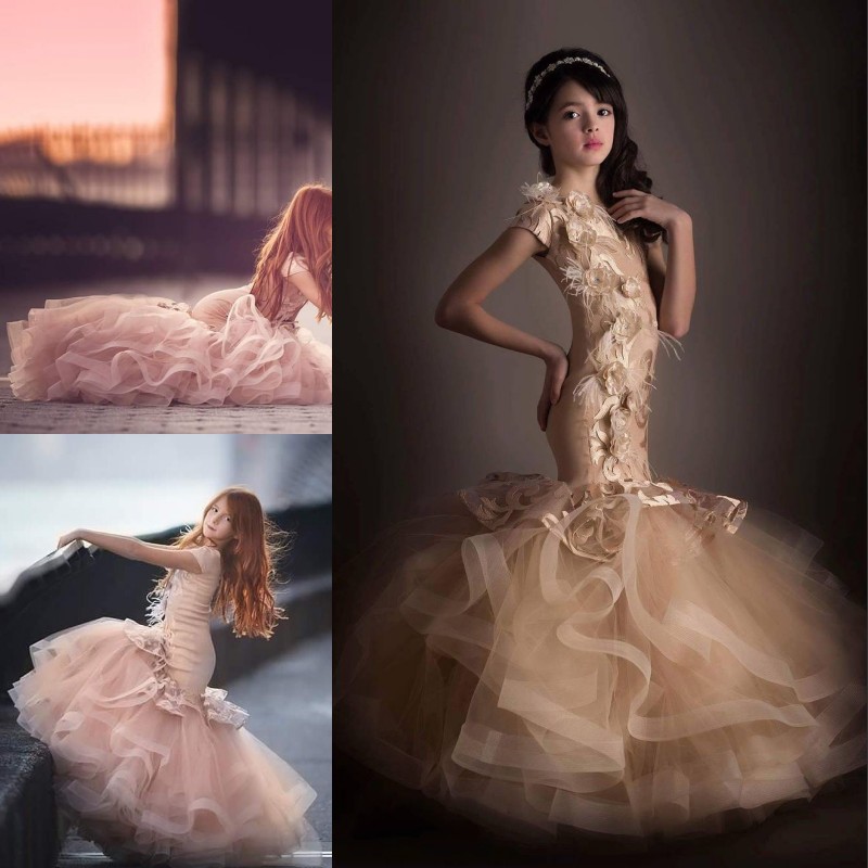 Enchantment Mermaid Flower Girls Dresses Jewel Neck Short Sleeves 3D-Floral Appliques Girls Pageant Dress Fashion Fluffy Train Birthday Dres, Yellow
Enchantment Mermaid Flower Girls Dresses Jewel Neck Short Sleeves 3D-Floral Appliques Girls Pageant Dress Fashion Fluffy Train Birthday Dres, Yellow