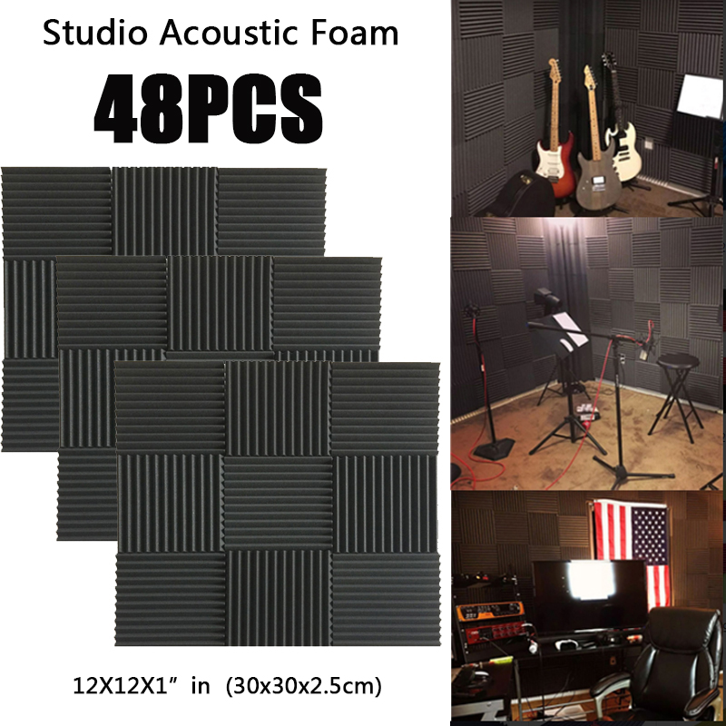 48PCS Music&Sound Wedge Acoustic Foam Studio sound absorption Tile Sound Insulation Silencing Soundproofing Panels Fireproof 12X12X1"in
48PCS Music&Sound Wedge Acoustic Foam Studio sound absorption Tile Sound Insulation Silencing Soundproofing Panels Fireproof 12X12X1"in
